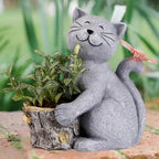 Solar Katzenfigur mit LED-Beleuchtung – 21 cm Gartendeko Zorenza