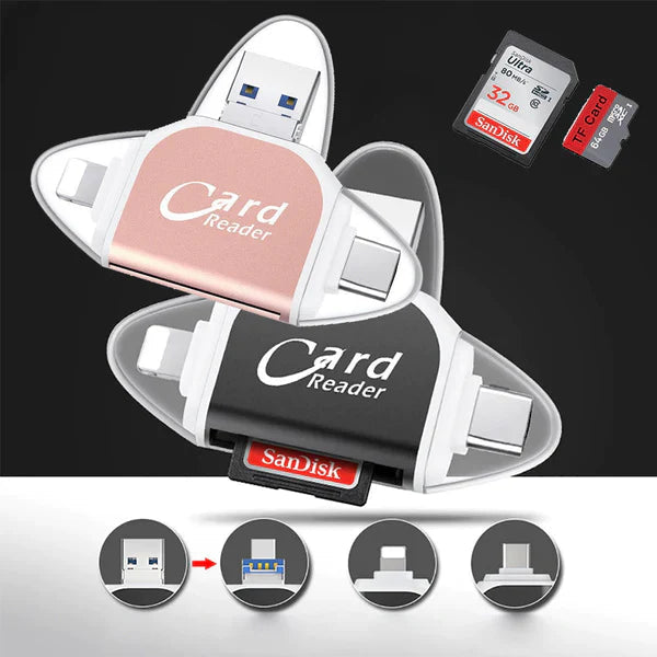 Kartenleser 4-in-1 Universal USB Lightning Micro-USB Type-C -    Zorenza