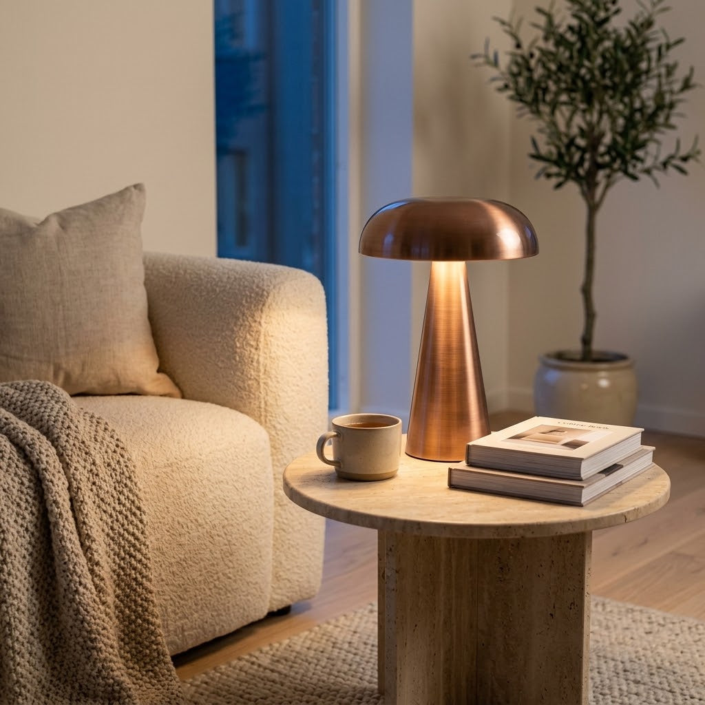 Kabellose Pilzlampe aus Metall, warmweiß 3000 K, bis zu 11 h Akku -    Zorenza