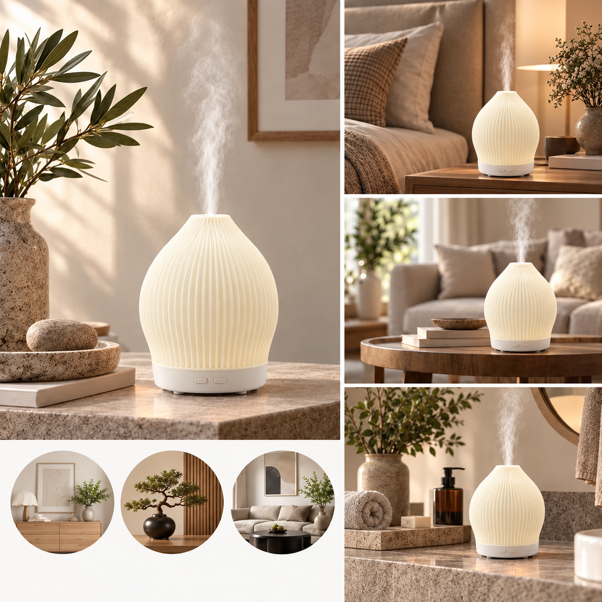 Aroma-Diffusor Glas Rosenquarz-Optik mit Nano-Nebel und Lichtstimmung -    Zorenza