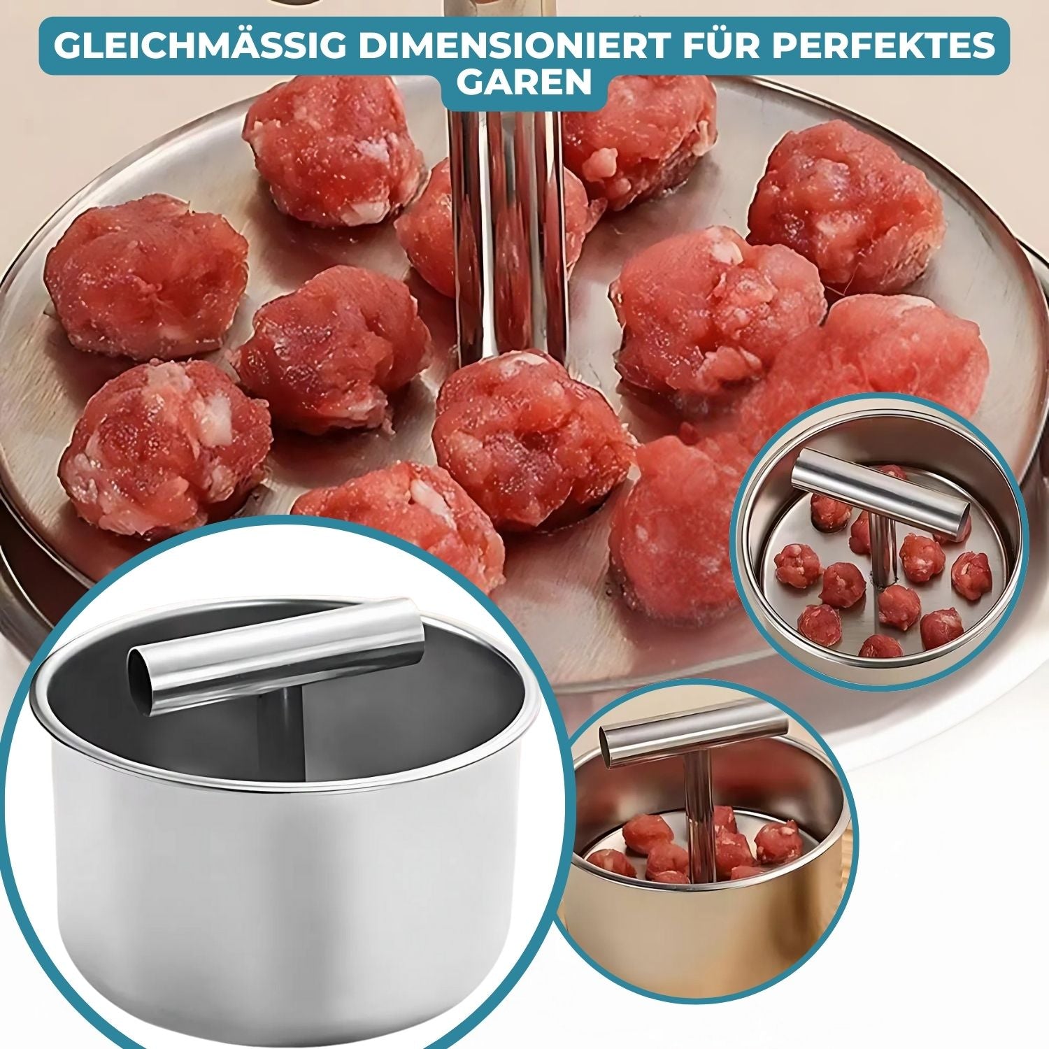 Fleischbällchenformer Edelstahl mit ergonomischem Griff -    Zorenza