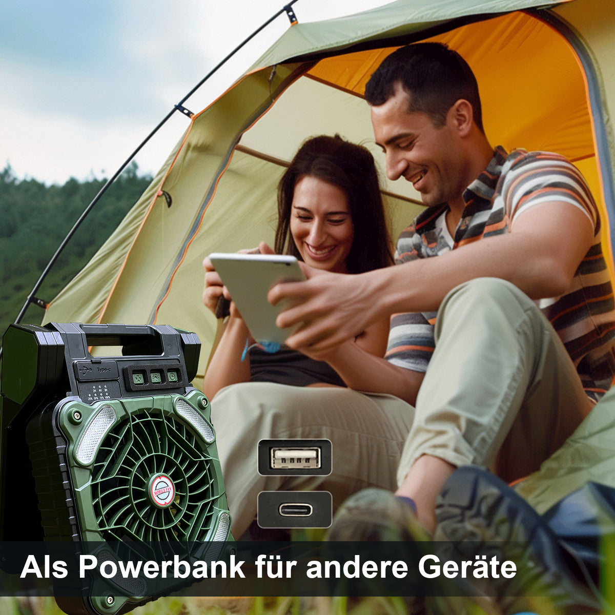 Solar-Ventilator mit LED-Licht und Powerbank -    Zorenza