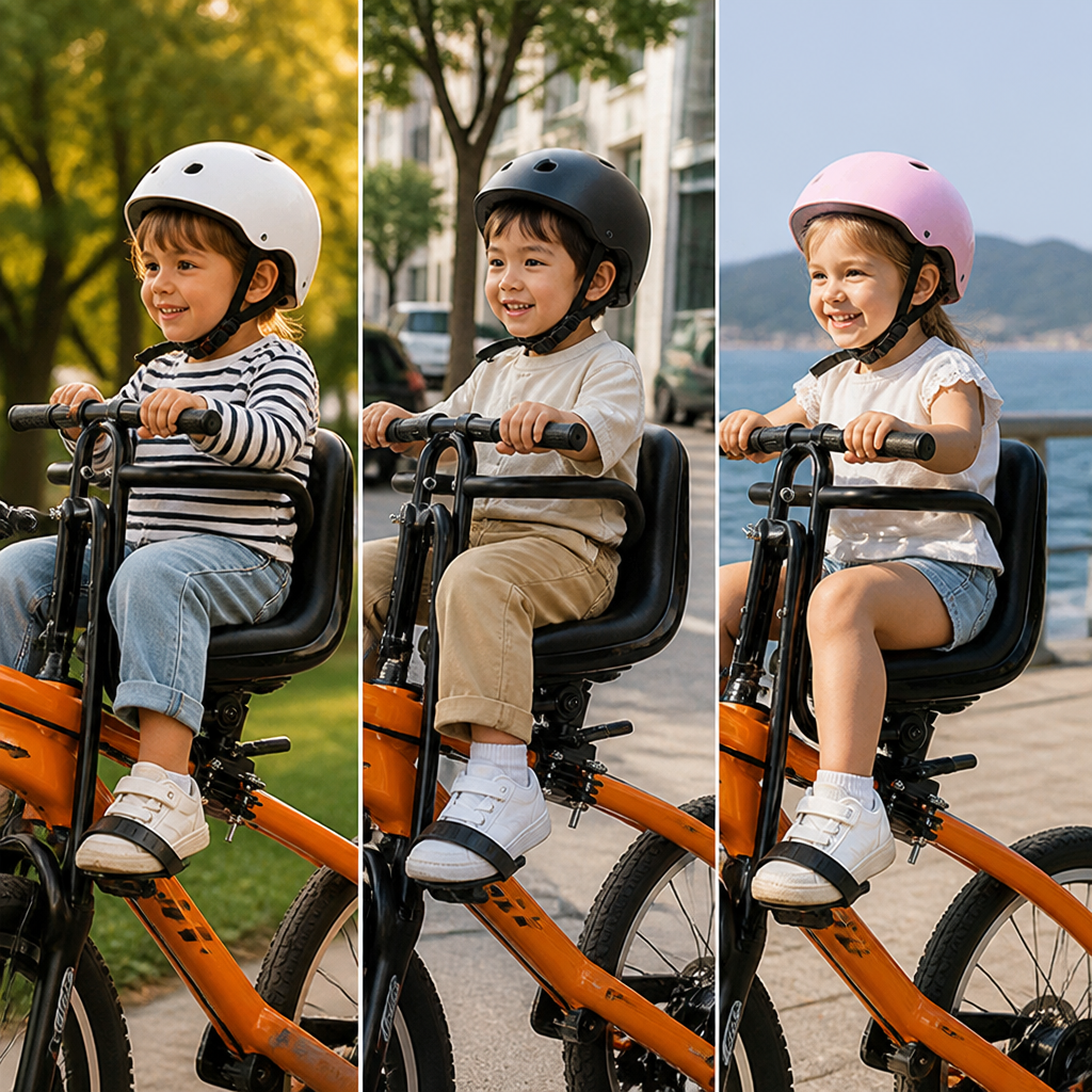 Fahrrad-Kindersitz vorne mit Klappfußrasten und Haltestange -    Zorenza