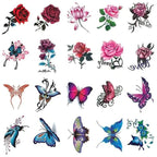 3D Tattoo Stickers mit Blumen- und Schmetterlings-Motiven -    Zorenza