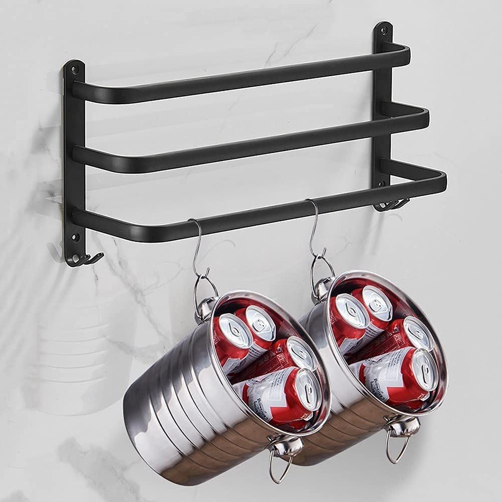 Aluminium Handtuchhalter mit Haken – ohne Bohren montierbar -    Zorenza