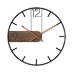 Wanduhr Metall Holz Ø 40 cm – Industriell Modern Schwarz -    Zorenza
