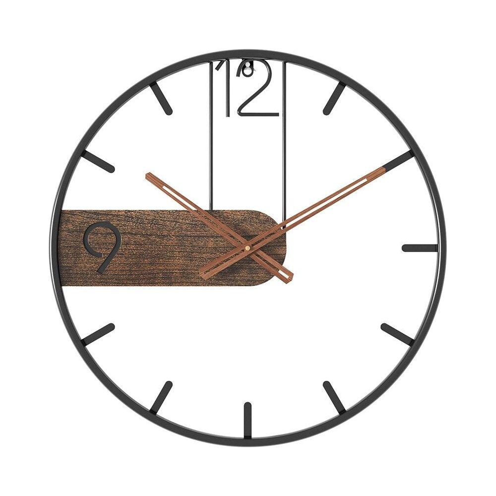 Wanduhr Metall Holz Ø 40 cm – Industriell Modern Schwarz -    Zorenza
