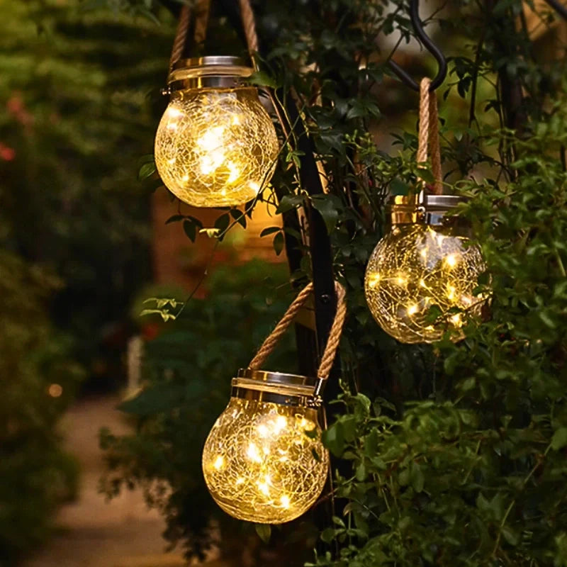 Solar-Gartenlaterne mit Crackle-Glas – Dämmerungssensor -    Zorenza