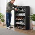 Schuhschrank mit Stoffbezug und Stahlgestell – 6 oder 8 Ebenen Zorenza