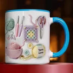 Keramiktasse mit Häkel-Motiven -    Zorenza