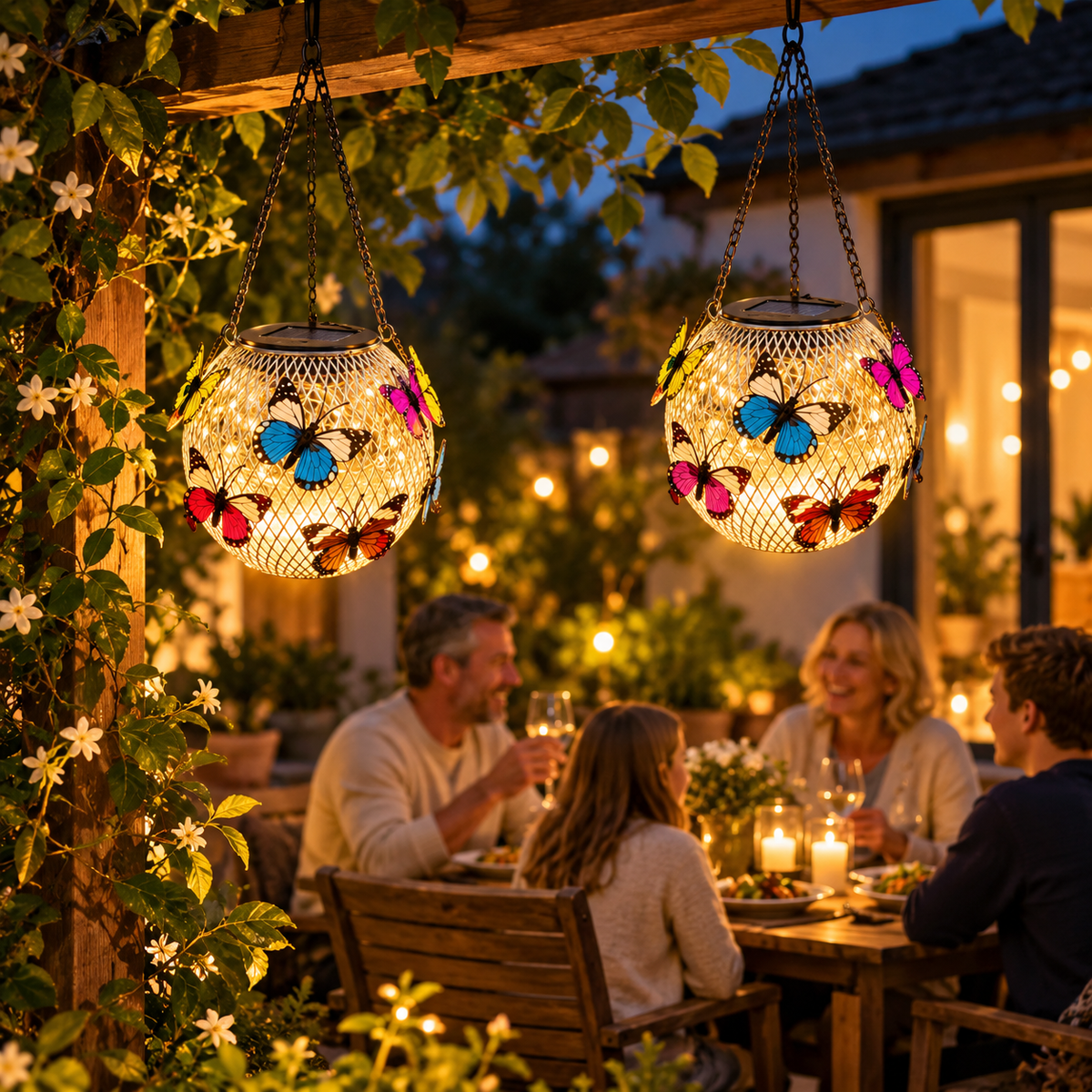 Solarlaterne Eisen mit Schmetterlingsmotiv – Garten und Terrasse -    Zorenza