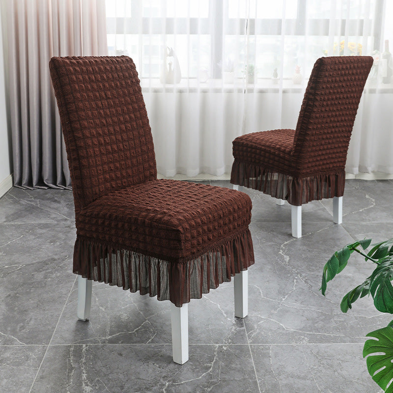 Stuhlhussen mit Rüschenvolant – Jacquard-Velours -    Zorenza