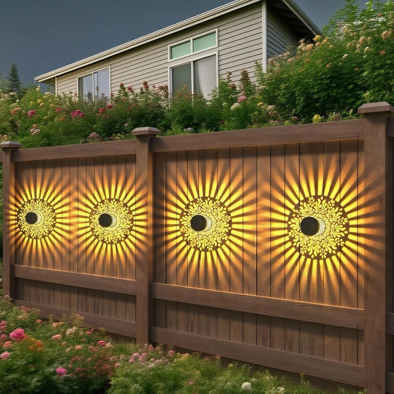 Solar-Wandleuchten Set mit Pfingstrosen-Schattenspiel Zorenza
