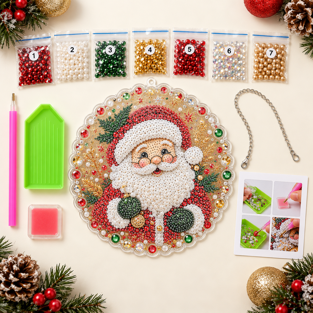 Diamond-Art Weihnachtsornament-Bastelset mit Strass und Perlen -    Zorenza