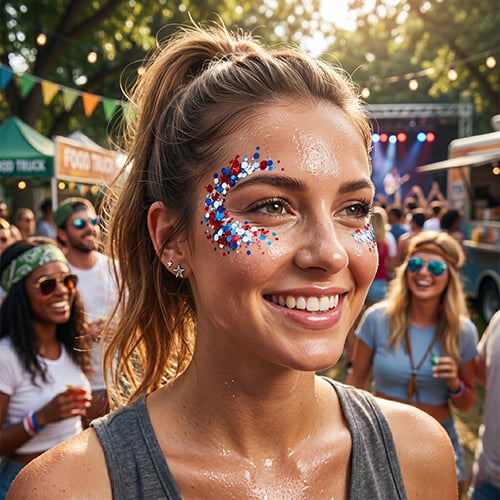 Glitzer-Stick für Gesicht und Körper – Patriotische Farben -    Zorenza