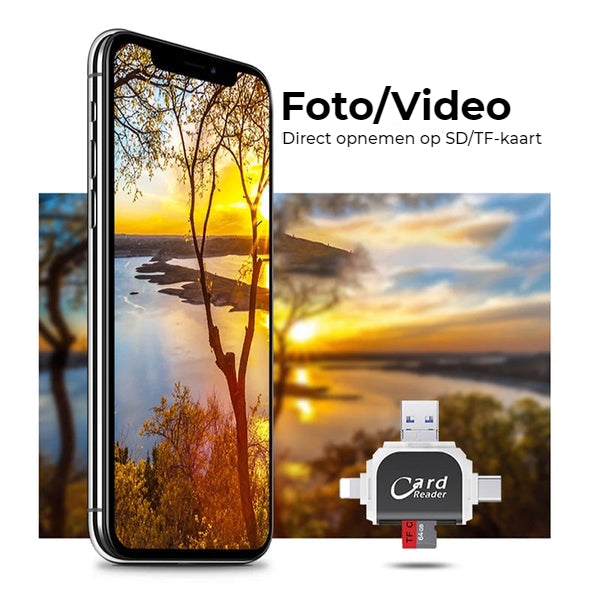 Kartenleser 4-in-1 Universal USB Lightning Micro-USB Type-C -    Zorenza