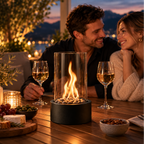 Tischkamin Bioethanol Schwarz mit Glaszylinder -    Zorenza