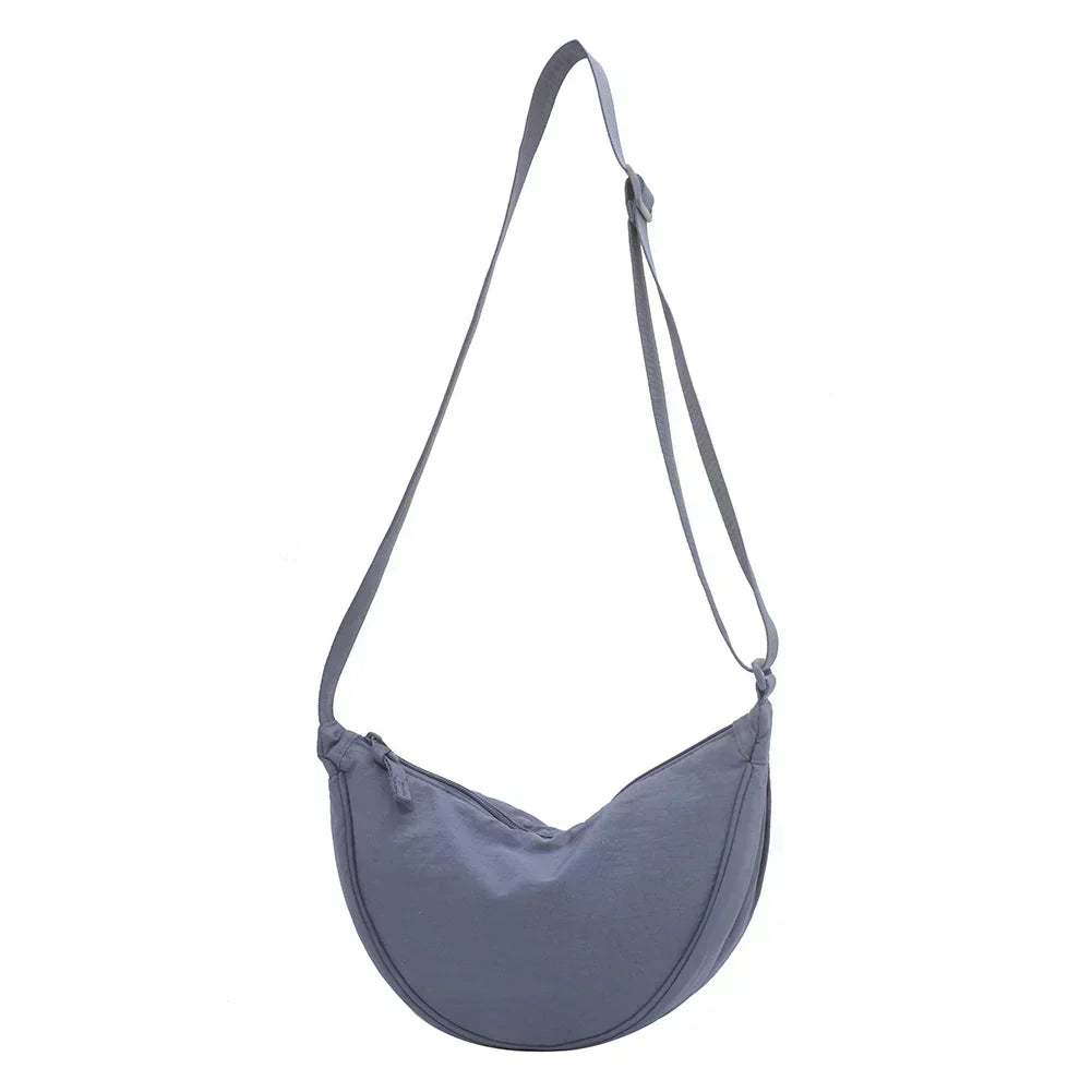 Schultertasche Stoff mit verstellbarem Gurt – Halbmond-Design -    Zorenza
