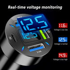 Auto-Ladegerät mit USB-C PD und QC 3.0 – LED-Voltmeter -    Zorenza