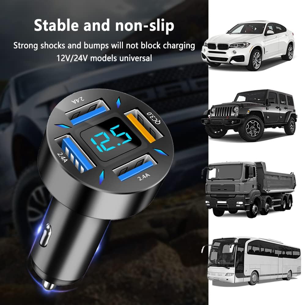Auto-Ladegerät mit USB-C PD und QC 3.0 – LED-Voltmeter -    Zorenza