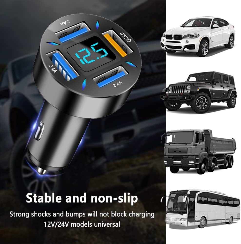 Auto-Ladegerät mit USB-C PD und QC 3.0 – LED-Voltmeter -    Zorenza