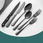 Besteck-Set Schwarz 24-teilig – Mattes Edelstahl, spülmaschinenfest -    Zorenza