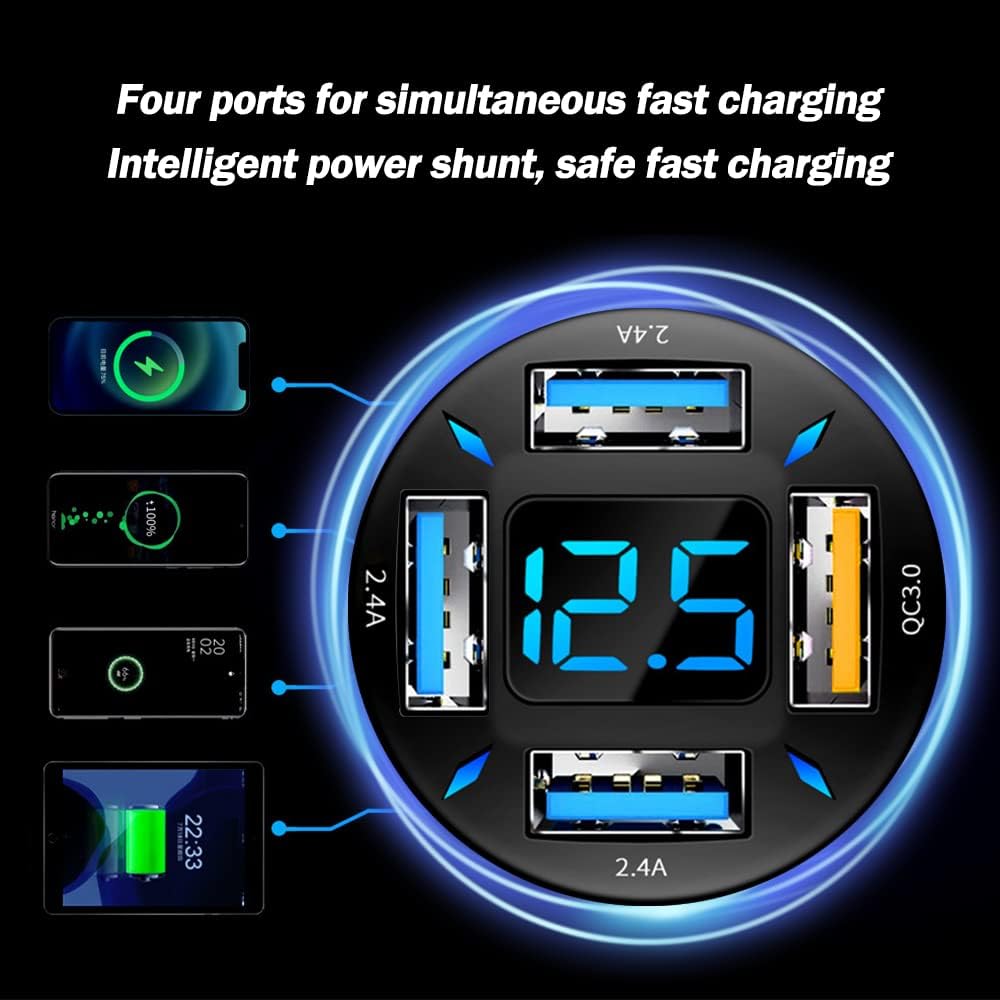Auto-Ladegerät mit USB-C PD und QC 3.0 – LED-Voltmeter -    Zorenza