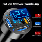 Auto-Ladegerät mit USB-C PD und QC 3.0 – LED-Voltmeter -    Zorenza