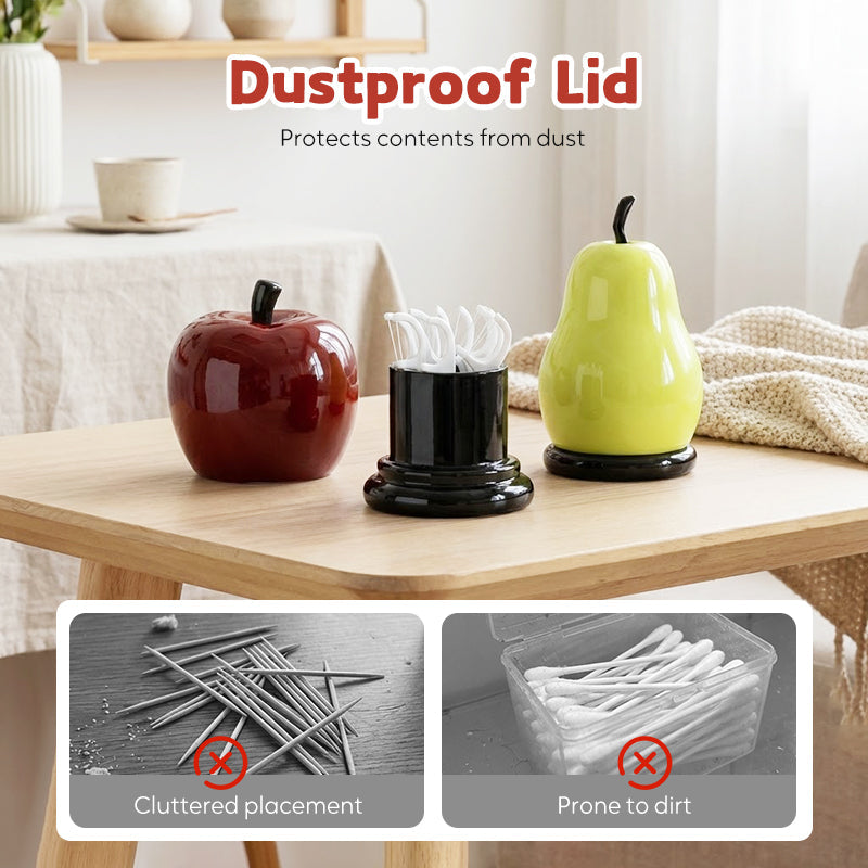 Zahnseide-Organizer mit Deckel – Apfel und Birne Design -    Zorenza