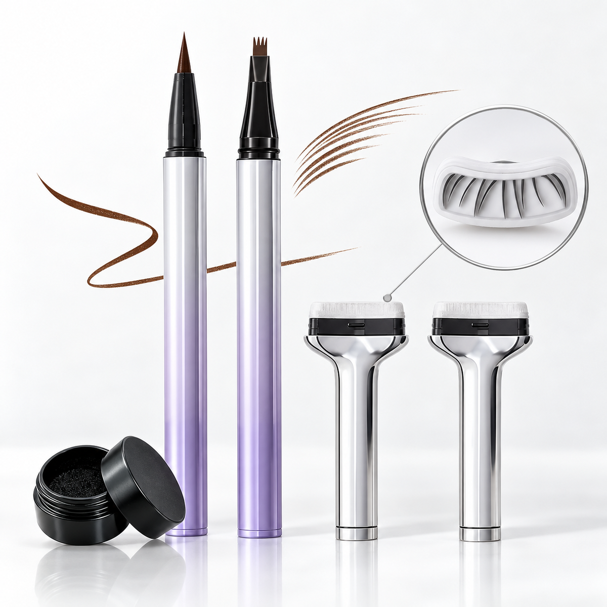 3-in-1 Augen-Make-up-Set mit Wimpernstempel für untere Wimpern, Eyeliner & Augenbrauenstift -    Zorenza