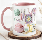 Keramiktasse mit Häkel-Motiven -    Zorenza