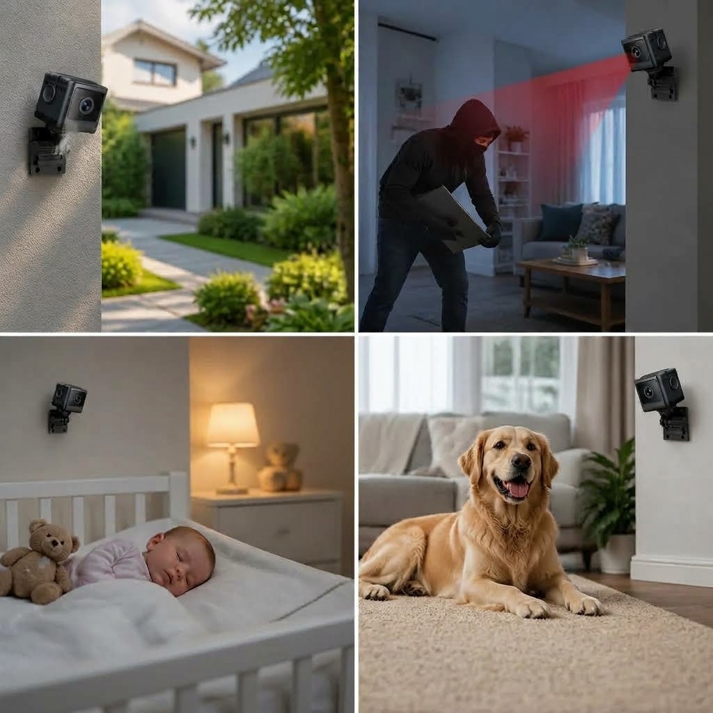 WLAN-Überwachungskamera 1080P mit Nachtsicht und Bewegungsalarm -    Zorenza