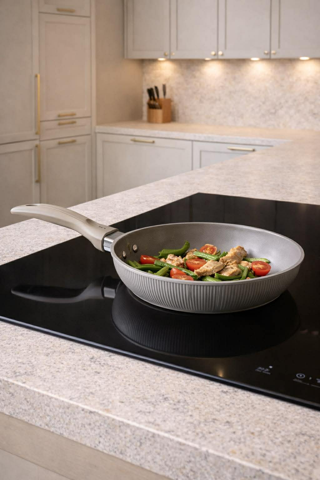 Pfannenset mit Rillen 3-teilig in Beige – 20, 24, 28 cm -    Zorenza