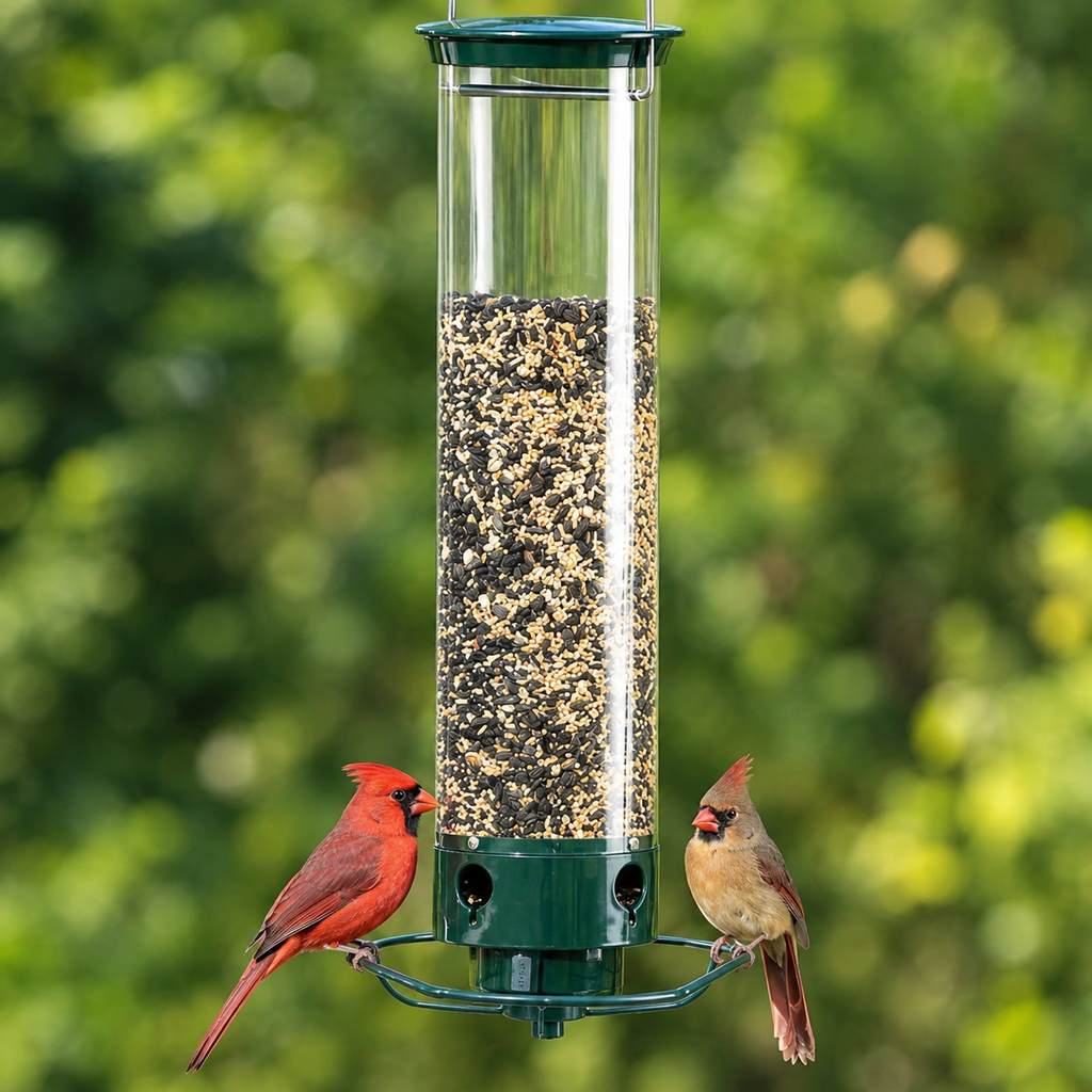Vogelfutterspender Eichhörnchensicher mit 4 Futterstellen -    Zorenza