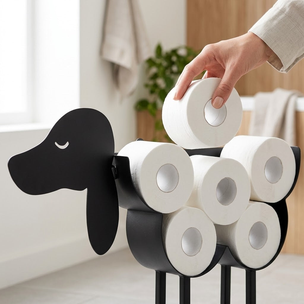 Toilettenpapierhalter freistehend mit Tiermotiv, schwarz, für 7 Rollen -    Zorenza