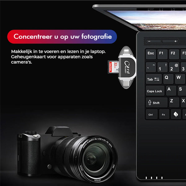 Kartenleser 4-in-1 Universal USB Lightning Micro-USB Type-C -    Zorenza