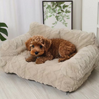 Plüsch-Haustiersofa mit erhöhtem Rand und Kissen – 4 Farben Zorenza