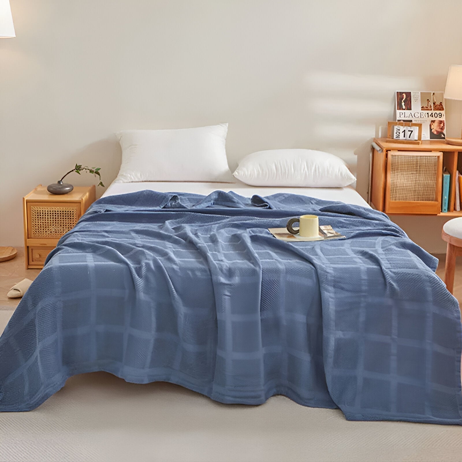 Waffel-Kuscheldecke Baumwolle atmungsaktiv und weich -    Zorenza