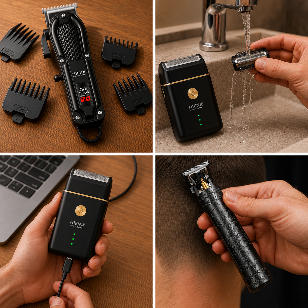 Trimmer-Set 3-teilig – Haarschneider, T-Blade-Trimmer & Folienrasierer, kabellos, USB-C -    Zorenza