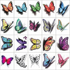 3D Tattoo Stickers mit Blumen- und Schmetterlings-Motiven -    Zorenza
