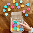 Beloningsglas Holz mit bunten Sternen für Kinder-Motivation -    Zorenza