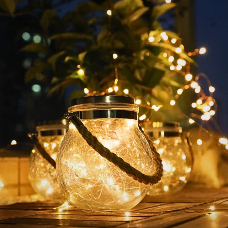 Solar-Gartenlaterne mit Crackle-Glas – Dämmerungssensor -    Zorenza