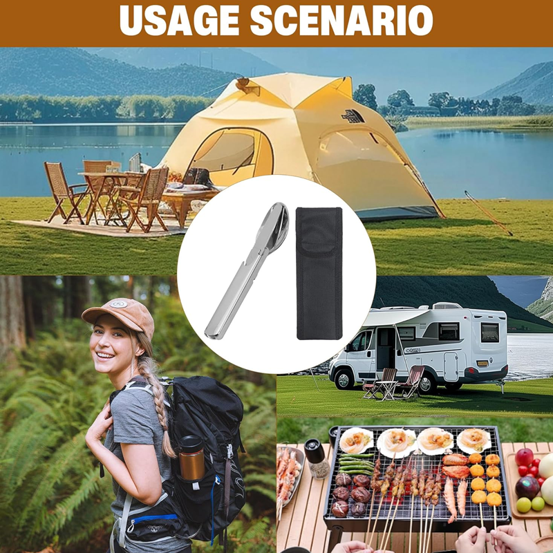 Campingbesteck 4-in-1 klappbar aus Edelstahl -    Zorenza