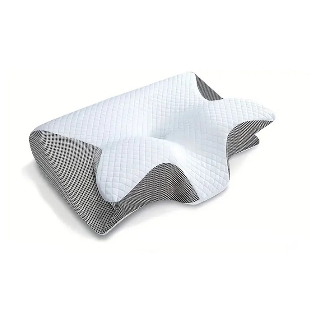 Ergonomisches Nackenstützkissen mit Memory-Foam – Weiß/Grau Zorenza