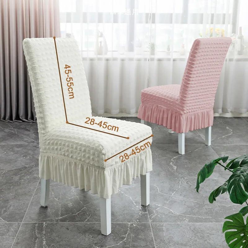Stuhlhussen mit Rüschenvolant – Jacquard-Velours -    Zorenza