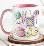 Keramiktasse mit Häkel-Motiven -    Zorenza