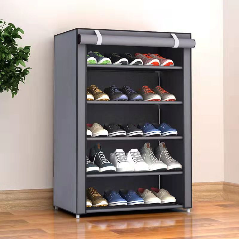 Schuhschrank mit Stoffbezug und Stahlgestell – 6 oder 8 Ebenen Zorenza