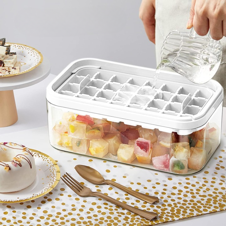 Eiswürfelform Set mit Aufbewahrungsbehälter und Deckel -    Zorenza