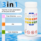 Pool-Teststreifen 3-in-1 für Chlor, pH-Wert und Alkalinität -    Zorenza