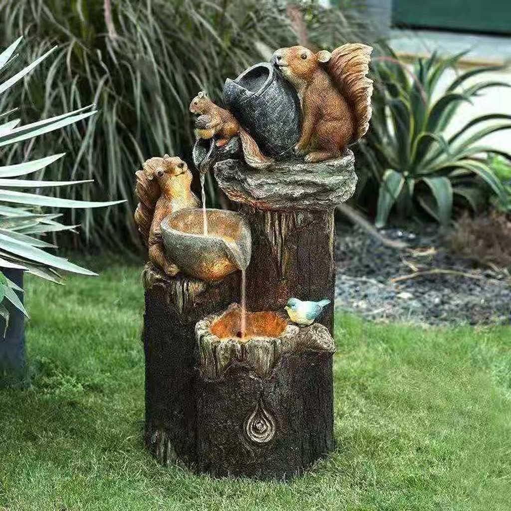 Solar-Tischbrunnen mit Tierfigur & LED-Beleuchtung – kompakt für Garten & Balkon -    Zorenza